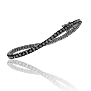 Tennisarmbnd Modern 18kt sort rhodineret hvidguld - Sorte brillianter