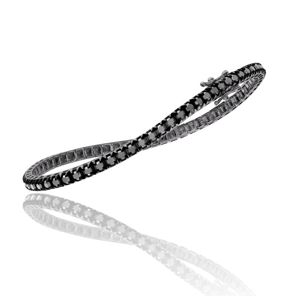 Tennisarmbnd Modern 18kt sort rhodineret hvidguld - Sorte brillianter